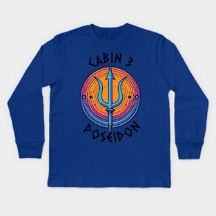 Cabin 3 Poseidon V9 The trident is Poseidon Kids Long Sleeve T-Shirt